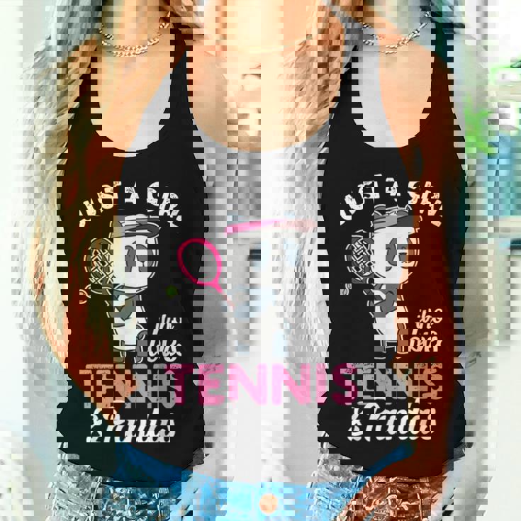 Just A Girl Who Love Tennis & Pandas パンダテニス愛好家 レディースタンクトップ 彼女への贈り物