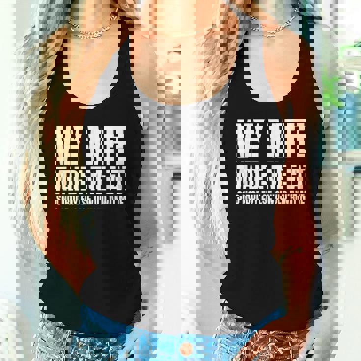 My Wife Made Me Fat Unhinged Dad Joke 不潔なミーム ぽっちゃり レディースタンクトップ 彼女への贈り物