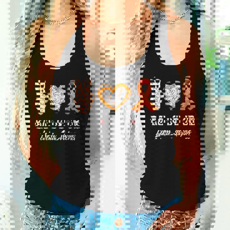 Peace Love Cure 白血病 意識啓発 男性 女性 子供 白血病 レディースタンクトップ 彼女への贈り物