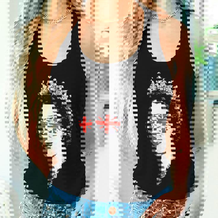 Queen Elizabeth Iiunglasses British Crown エリザベス女王 Meme レディースタンクトップ 彼女への贈り物