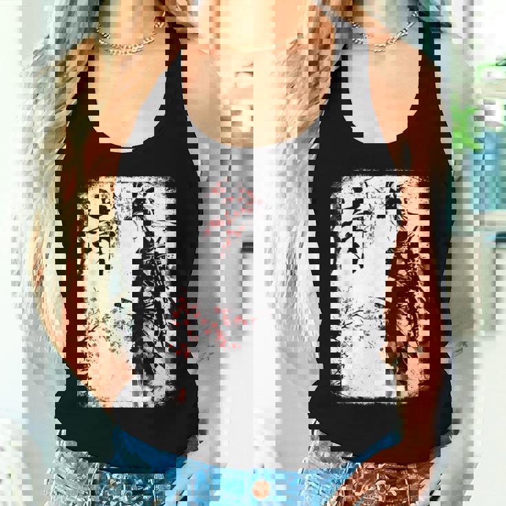 Samurai Giraffe Ninja Budo Japan Worrior Cherry Blosson レディースタンクトップ 彼女への贈り物