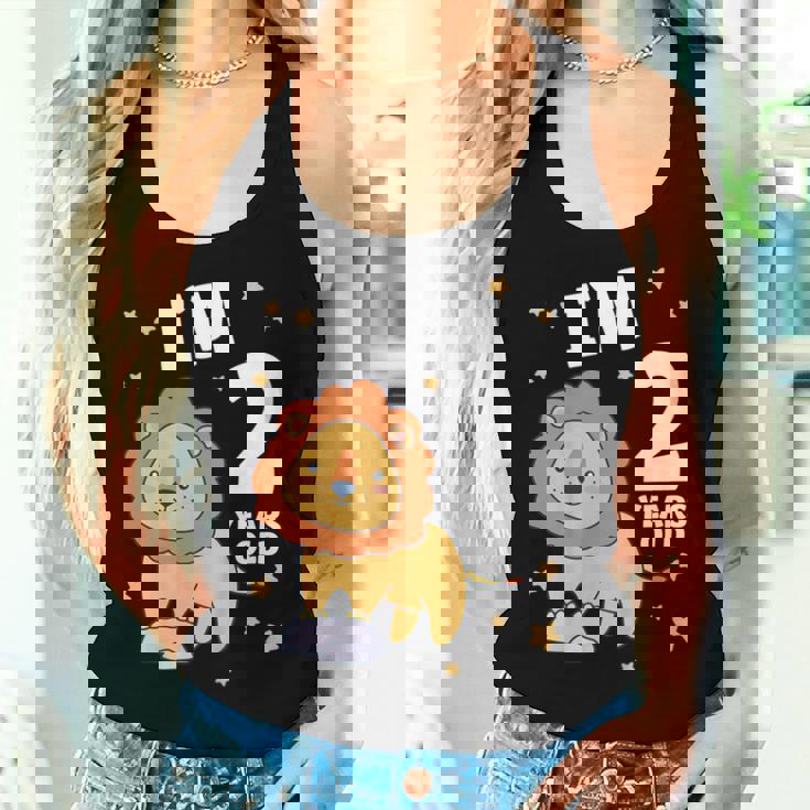 キッズ 2歳の誕生日 ライオン 2歳 男の子 女の子 レディースタンクトップ 彼女への贈り物