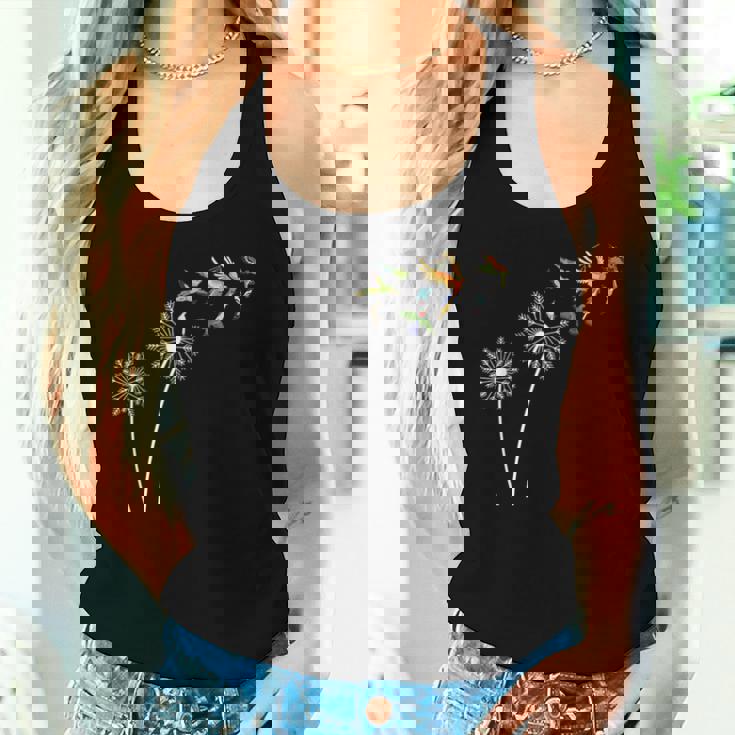 タンポポの花 インコ 鳥好き レディースタンクトップ 彼女への贈り物