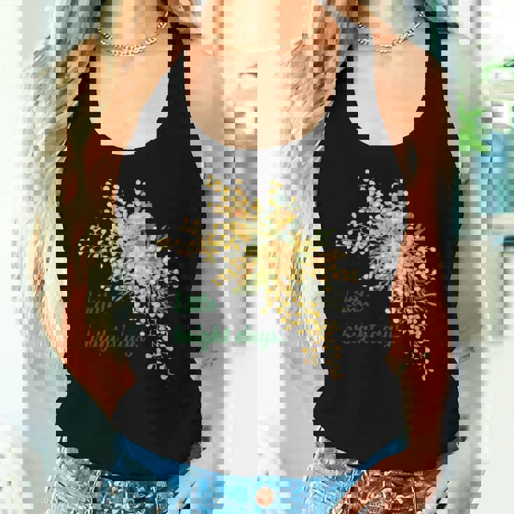 ミモザ 花柄 Little Bright Days ナチュラル 春カラー フラワーデザイン 長袖tシャツ レディースタンクトップ 彼女への贈り物