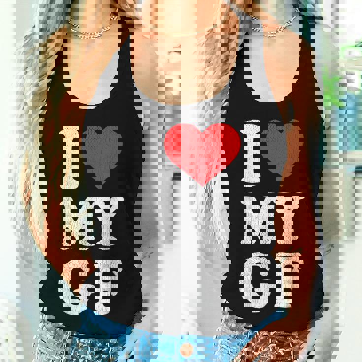 ユーズド加工 I Heart My Girlfriend アパレル I Love My Gf レディースタンクトップ 彼女への贈り物