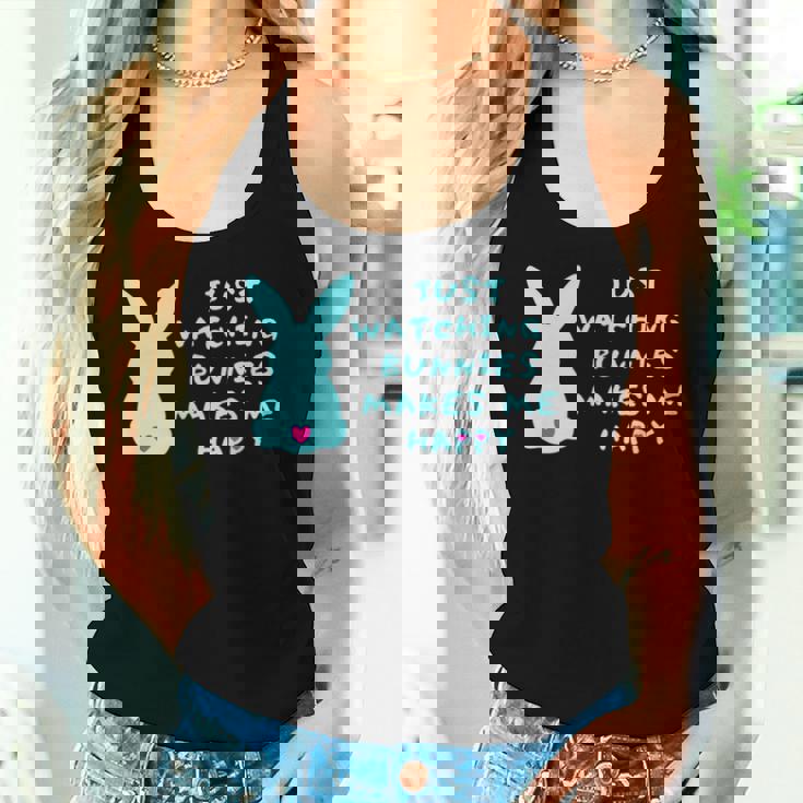 リサイズ ただうさぎを見てるだけで、幸せな気持ちになる Bunny Bunnies Rabit Happy うさぎ レディースタンクトップ 彼女への贈り物