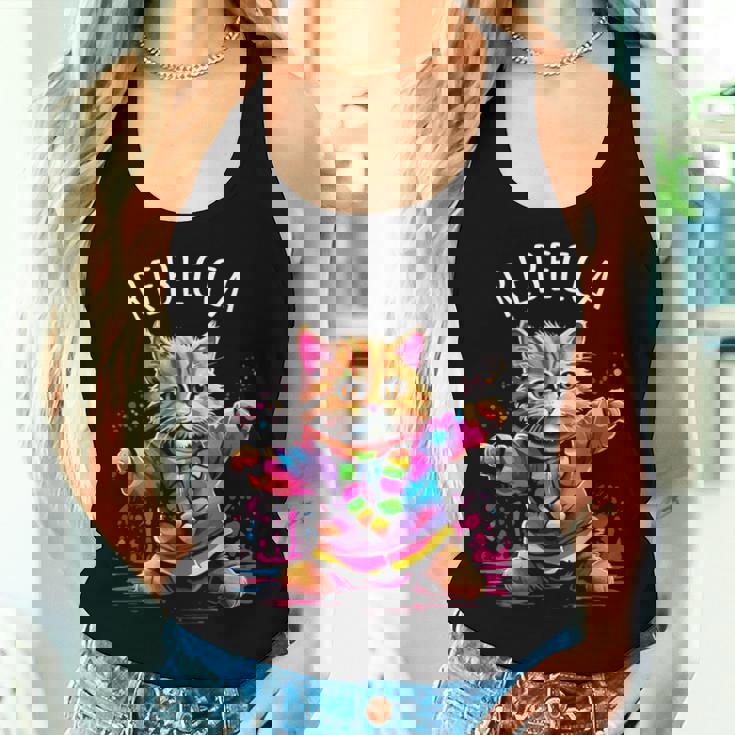 レベッカ 踊る子猫デザイン 女の子 名前 レベッカ レディースタンクトップ 彼女への贈り物