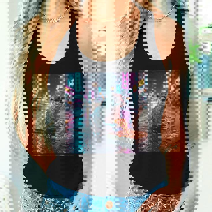 ヴィンテージ カワウソ キッズ Her Mom Dad ピザ ミーム 幼児 レトロ 長袖tシャツ レディースタンクトップ 彼女への贈り物