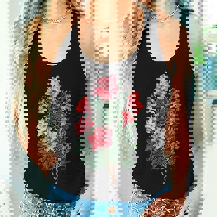 美しいツツジの花のイラストブルーム植物愛好家 長袖tシャツ レディースタンクトップ 彼女への贈り物