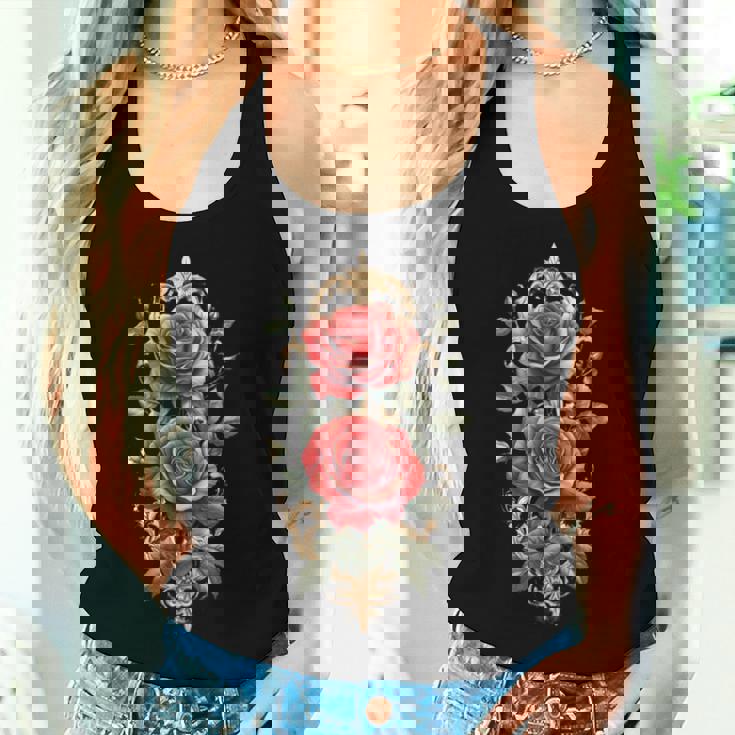 赤いバラ 花 ボタニスト 庭の花 赤いバラ 長袖tシャツ レディースタンクトップ 彼女への贈り物