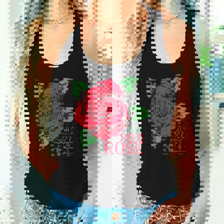 赤いバラとi'm A Wild Roseの花のデザイン レディースタンクトップ 彼女への贈り物