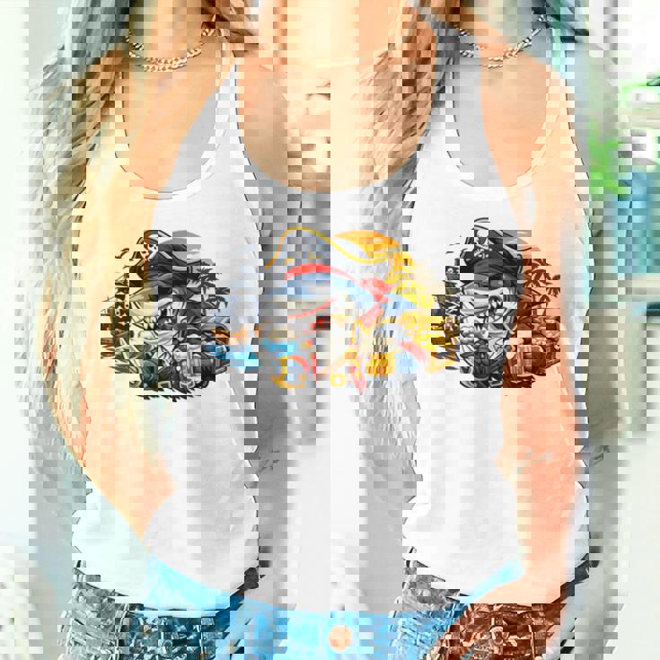 Beer Dad Piratehark グラフィック 漫画 海 アドベンチャーシャツ レディースタンクトップ 彼女への贈り物