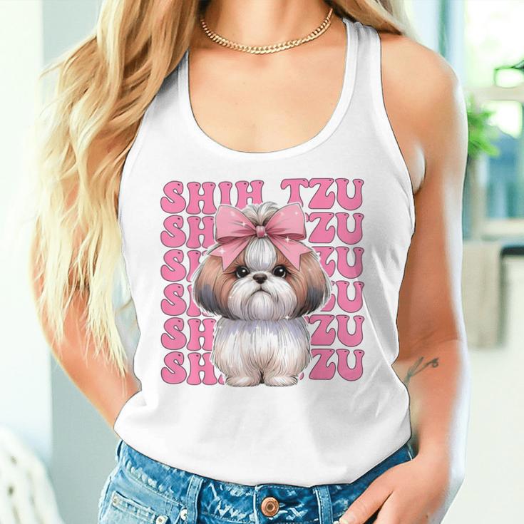 コケット 弓 シーズー 女の子 犬 ママ 母の日 ピンク レディースタンクトップ 彼女への贈り物