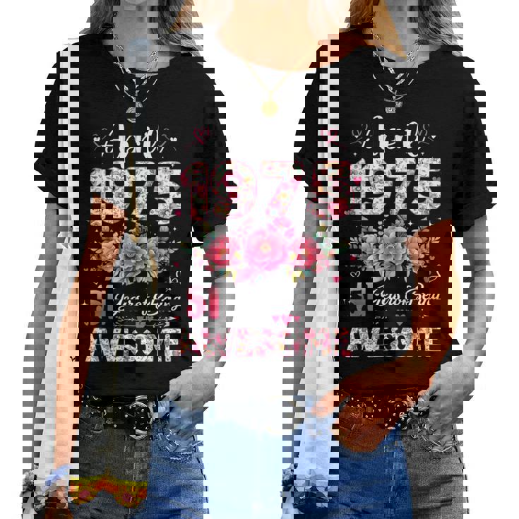 51歳 1975年4月 花柄 51歳 誕生日 男性 女性 レディースTシャツ