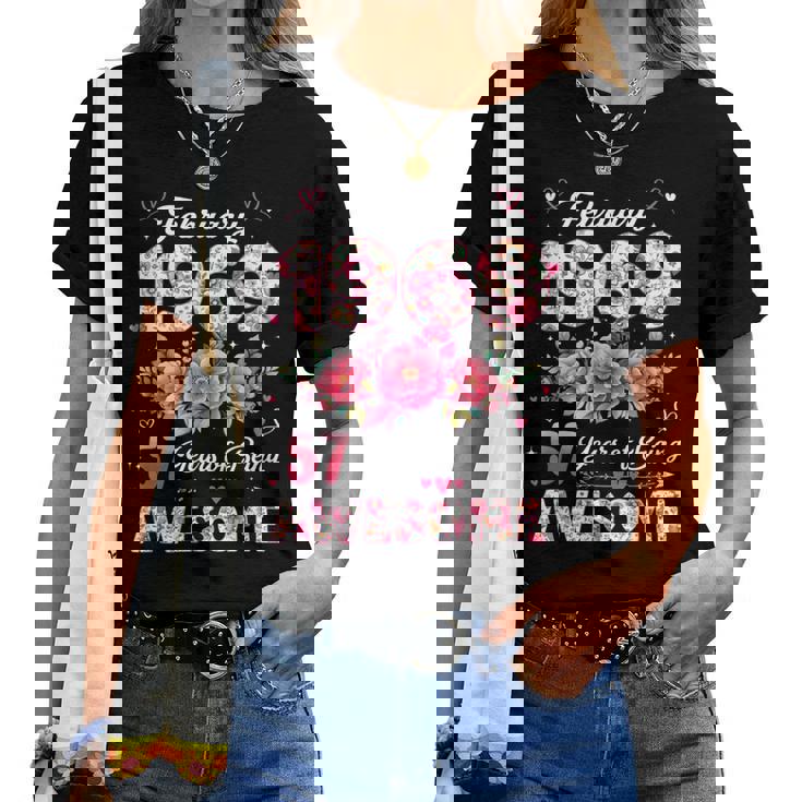 57歳 1969年2月 花柄 57歳 誕生日 男性 女性 レディースTシャツ