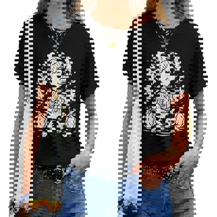 Cozyeason Duck かわいい 秋 パンプキン スパイス 秋 コーヒー 長袖tシャツ レディースTシャツ