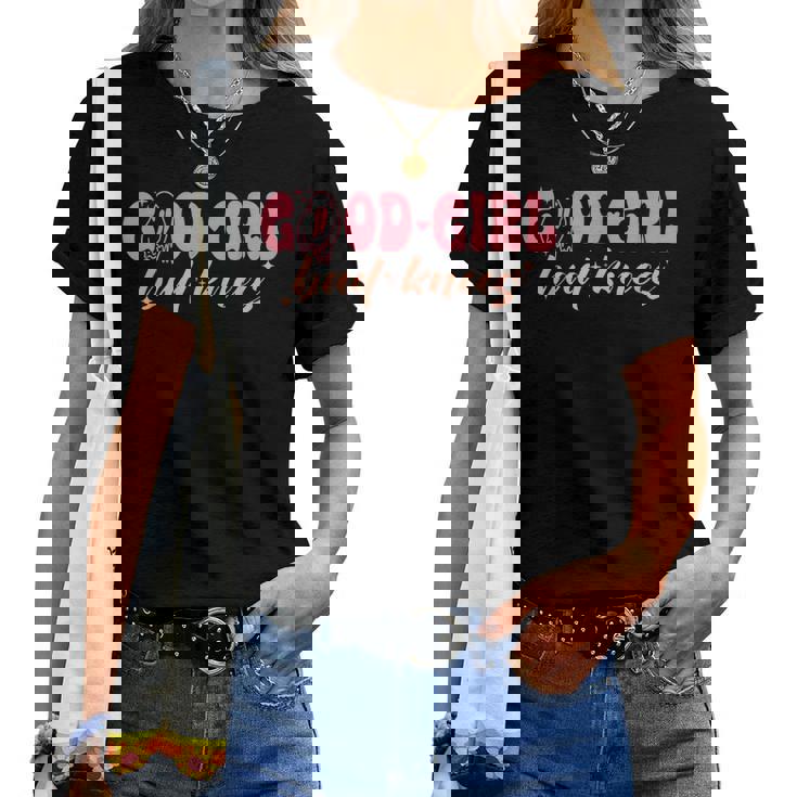 Good Girl Bad Knees 面白い 関係 膝の問題 ジョーク レディースTシャツ