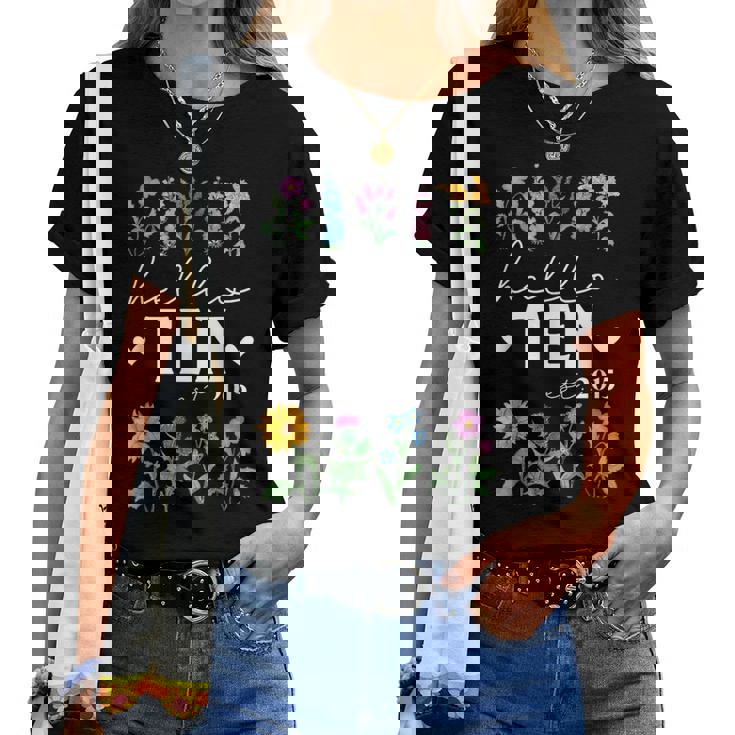 Hello Ten Est 2015 Wildflower 10Th Birthday For Girls Women T-shirt