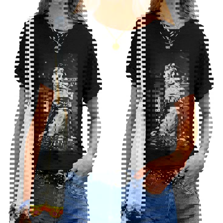 Hot Girl Edm シャツ メンズ セクシー ブロンド Dj レイブ B&W 長袖tシャツ レディースTシャツ