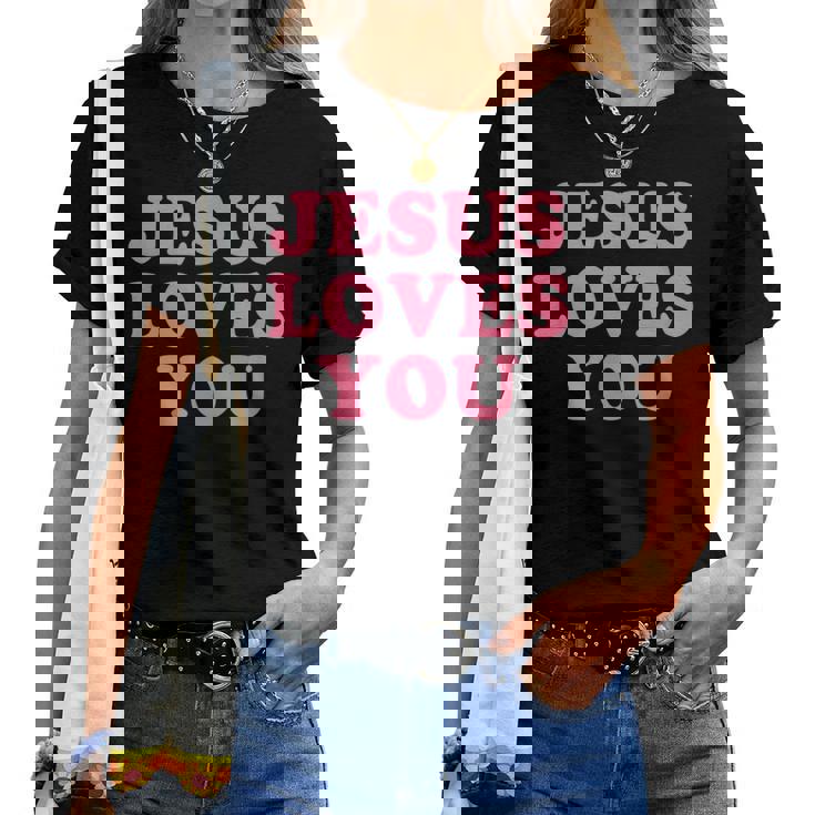 Jesus Loves You Christian Faith レディースTシャツ