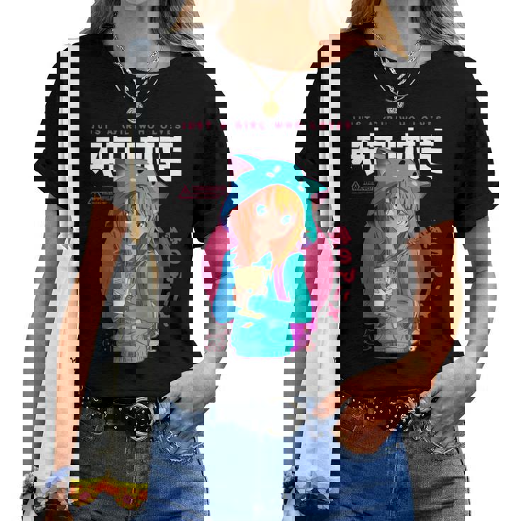 Just A Girl Loves アニメ ラーメン スケッチ オタク少女アニメ 長袖tシャツ レディースTシャツ