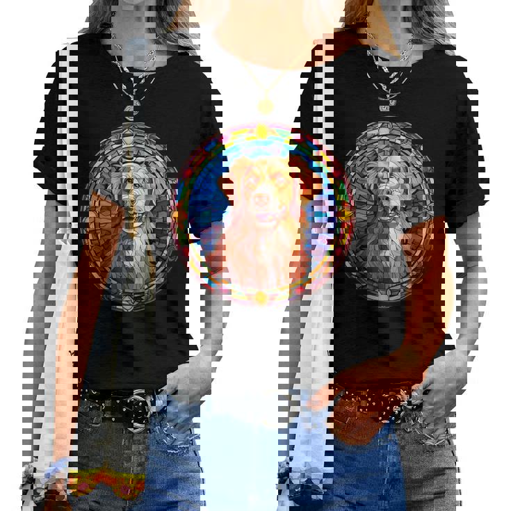 Novacotia Duck Tolling Retriever Toller Dog ステンドグラス レディースTシャツ