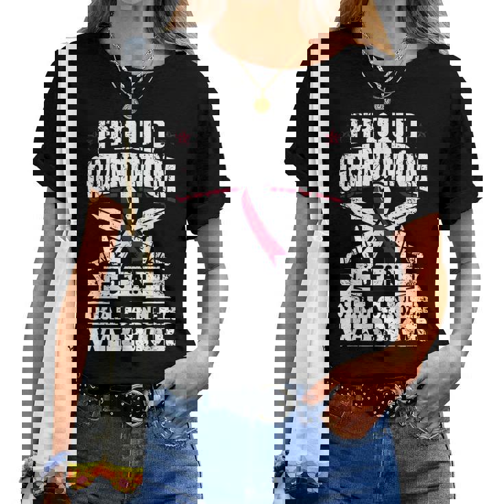 Oral Cancer Warrior Awareness リボン Proud Grandmom Of An Oral Cancer Warrior レディースTシャツ