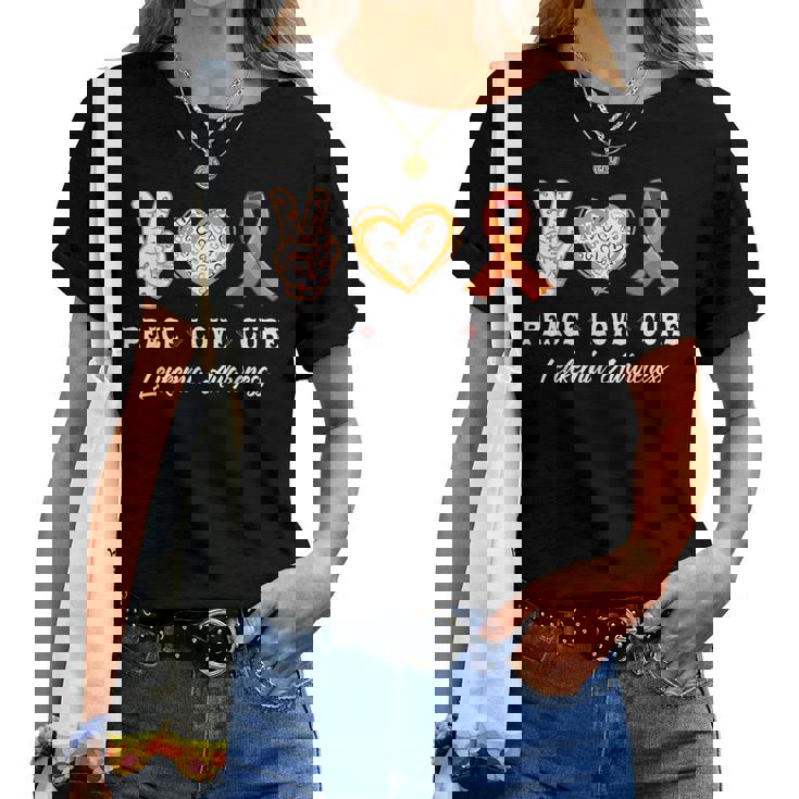 Peace Love Cure 白血病 意識啓発 男性 女性 子供 白血病 レディースTシャツ