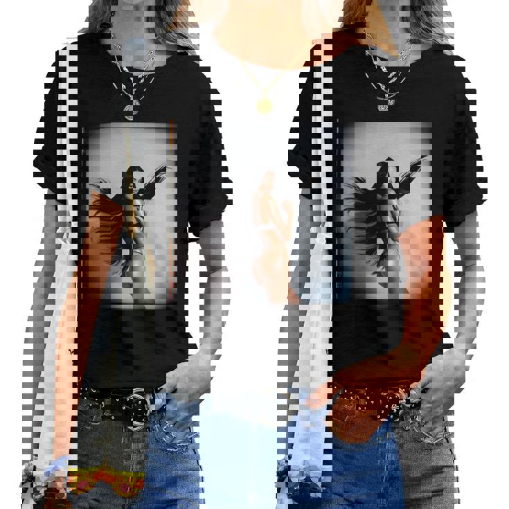 Pinup Girl 男性用 セクシーなブルネットファッションモデル 長袖tシャツ レディースTシャツ