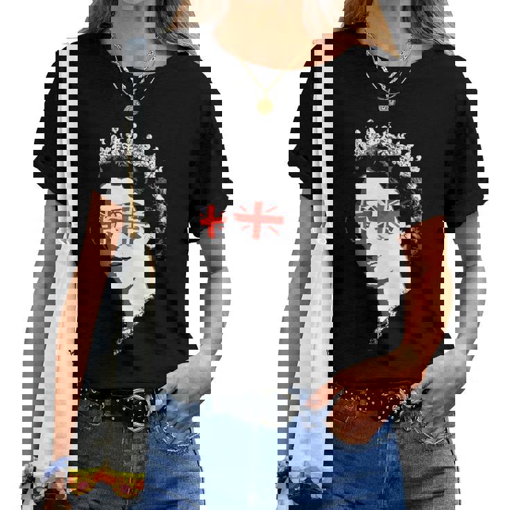 Queen Elizabeth Iiunglasses British Crown エリザベス女王 Meme レディースTシャツ