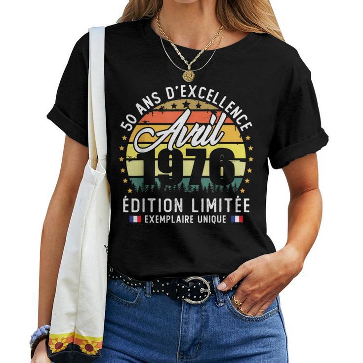 Vintage Avril 1976 Cadeau D'anniversaire 50 Ans Homme T-shirt femme