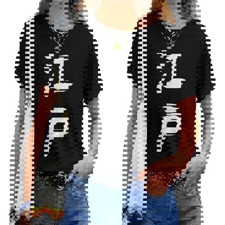 【江戸】苗字 名字 名入れ 家族お揃い 文字入れ 女性 男性 子供 面白い 名前 おもしろ 服 ギャグ ネタ ウケ狙い レディースTシャツ