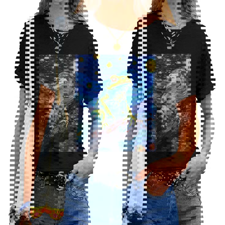 カエルキャッチャー 男の子 女の子 カエルハンター ゴッホ カエル レディースTシャツ