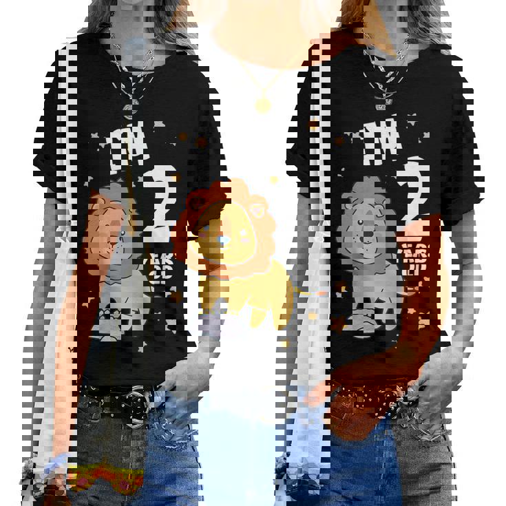 キッズ 2歳の誕生日 ライオン 2歳 男の子 女の子 レディースTシャツ