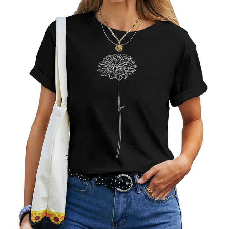 シングル ダリアの花 レディースTシャツ