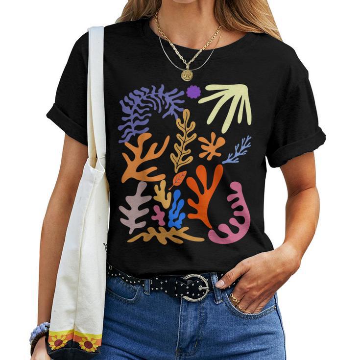 マティス 絵画 美的 花 人工抽象 秋 レディースTシャツ