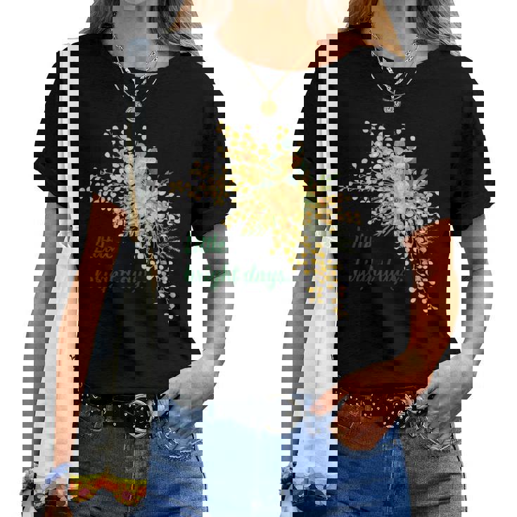 ミモザ 花柄 Little Bright Days ナチュラル 春カラー フラワーデザイン 長袖tシャツ レディースTシャツ