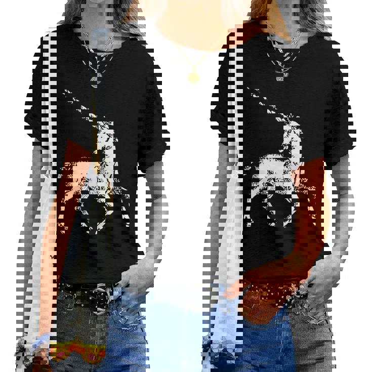 ユニコーン 神話上の生き物 おとぎ話 ファンタジー ヴィンテージ 古い Unicorn Fairy Tale Horse 長袖tシャツ レディースTシャツ