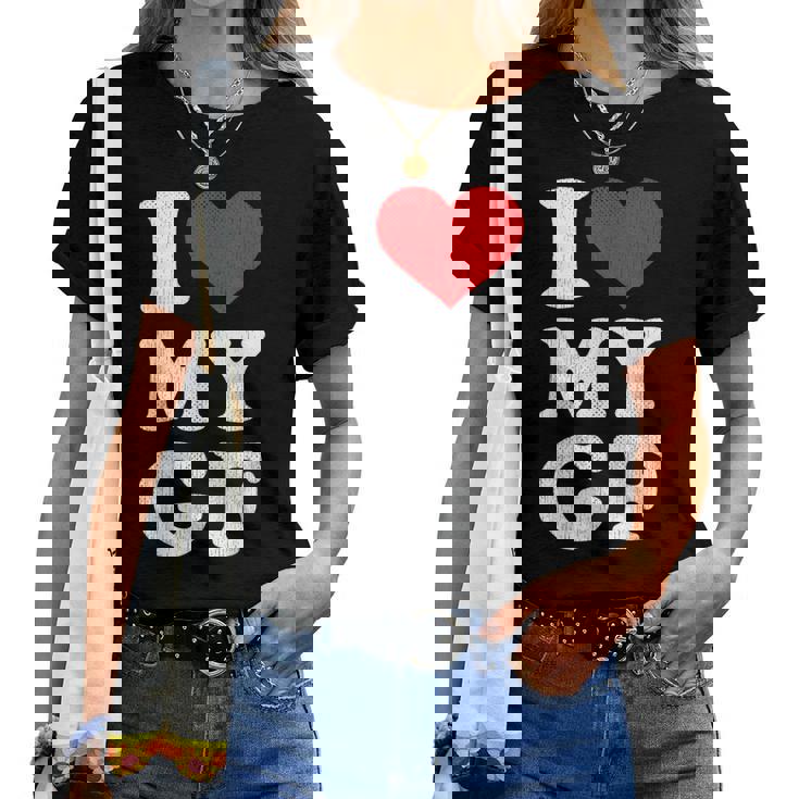 ユーズド加工 I Heart My Girlfriend アパレル I Love My Gf レディースTシャツ