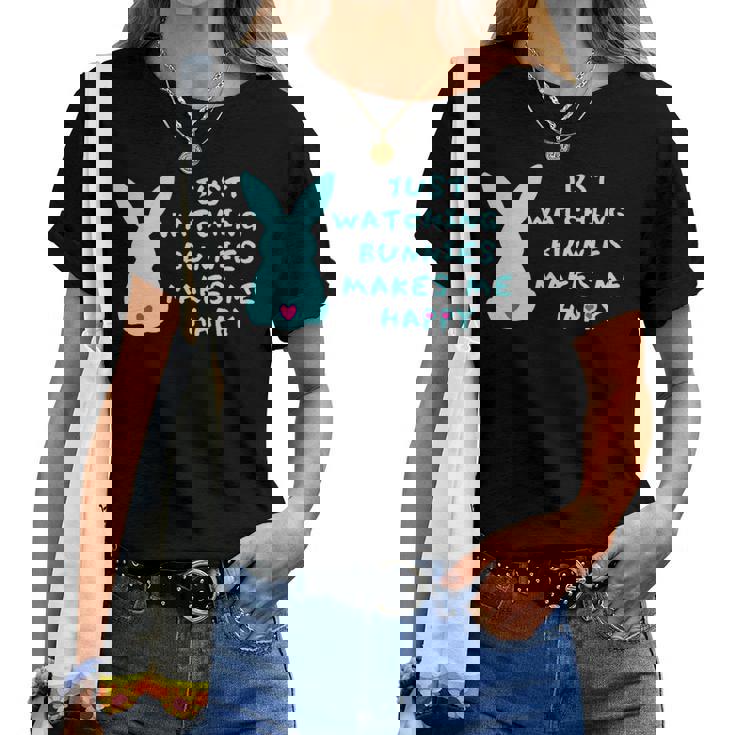 リサイズ ただうさぎを見てるだけで、幸せな気持ちになる Bunny Bunnies Rabit Happy うさぎ レディースTシャツ