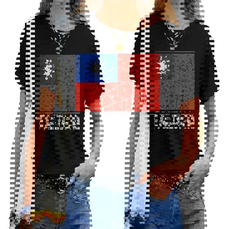 台湾国旗 アンティーク調 男性 女性 キッズ アジア 台湾 レディースTシャツ