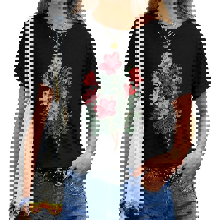 美しいツツジの花のイラストブルーム植物愛好家 長袖tシャツ レディースTシャツ