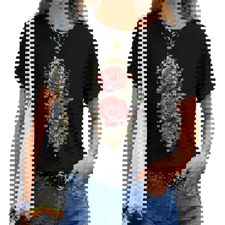 赤いバラ 花 ボタニスト 庭の花 赤いバラ 長袖tシャツ レディースTシャツ