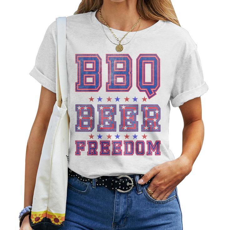 Bbq Beer Freedom シャツ ビンテージ レディースTシャツ