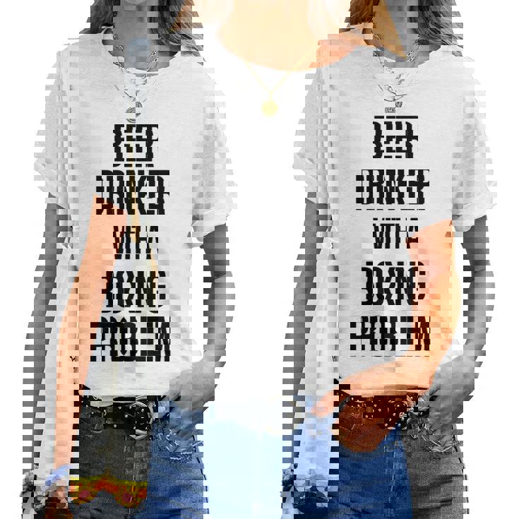 Beer Drinker With A Boxing Problem おもしろワークアウトボクサー 長袖tシャツ レディースTシャツ