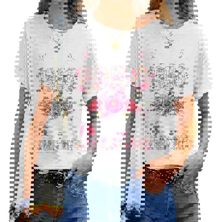 オンバック 76歳 1950年3月 花柄 76歳の誕生日 レディースTシャツ