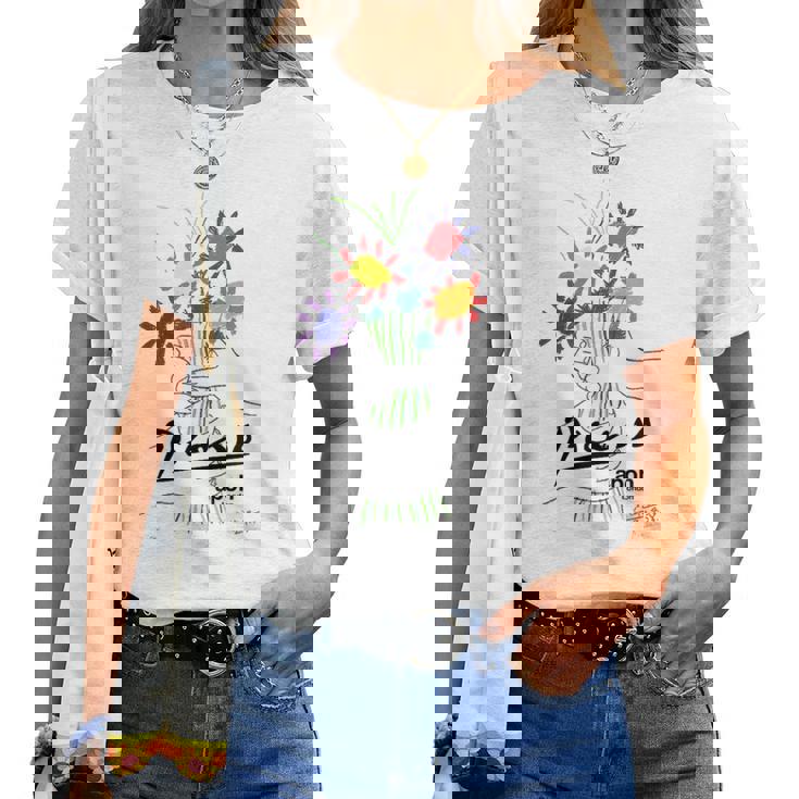 パブロ・ピカソ 平和の花 作品 描画 Papl2192 レディースTシャツ