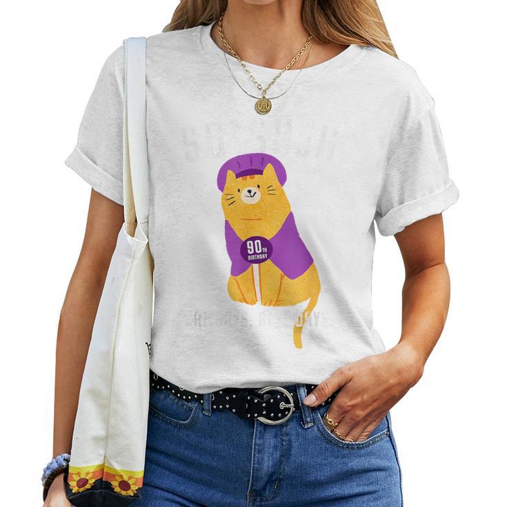 卒寿祝い 猫 ねこ ちゃんちゃんこ 男性 女性 猫好き 90歳 Cat Days Best Days レディースTシャツ