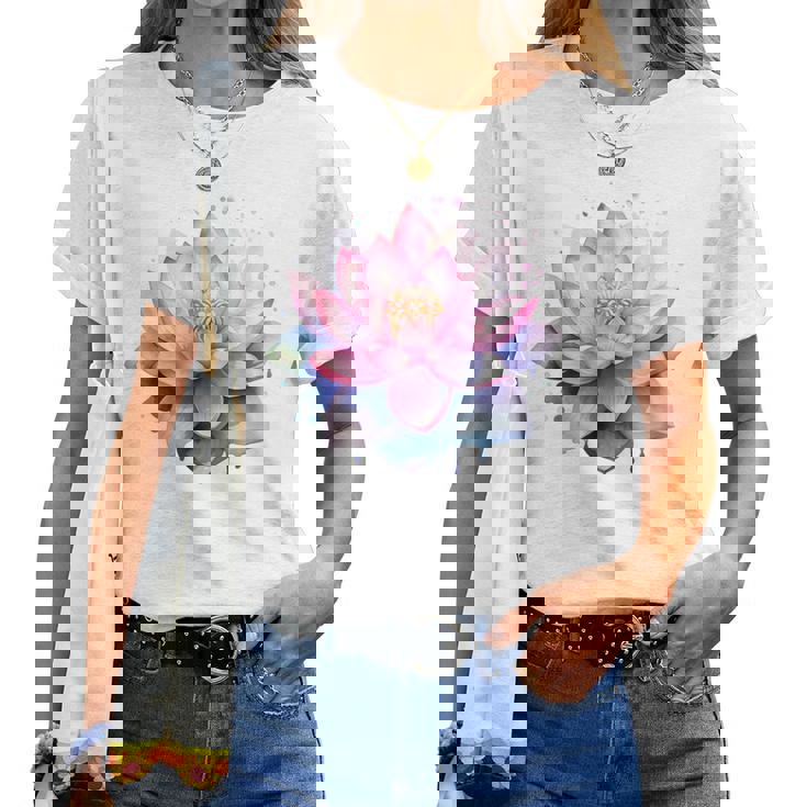 蓮の花 ユリパッド、自然、花、ビューティーアート レディースTシャツ