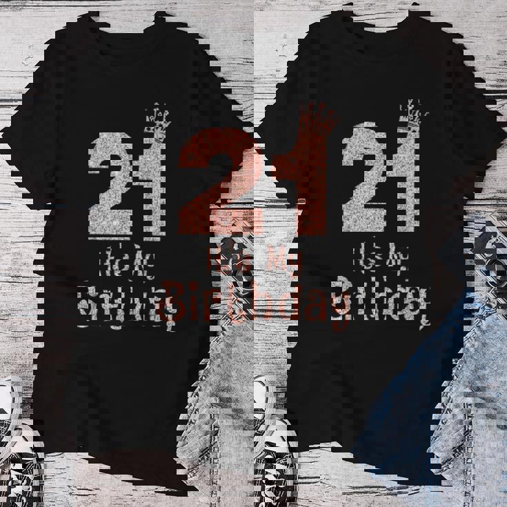 21 It's My Birthday 21歳 Happy 21歳の誕生日 女の子 レディースTシャツ 面白い贈り物